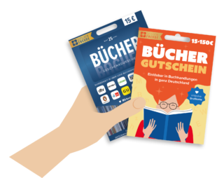 Hand mit zwei Büchergutscheinen